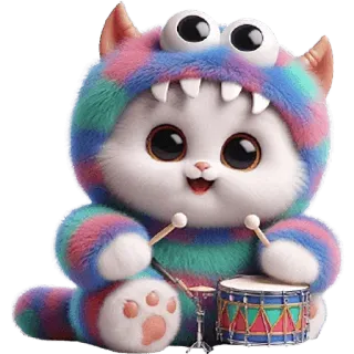 🥁 4238d781 可愛い, 猫, 子猫, ドラマー, ドラム, 動物, ペット, 漫画 telegram sticker
