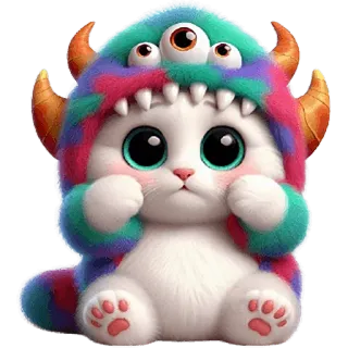 🥺 59e610fe 猫, モンスター, 可愛い, 動物, 子猫, 毛むくじゃら, コスプレ, 漫画 telegram sticker