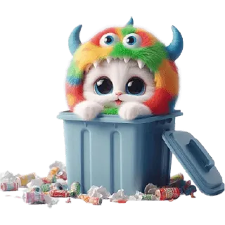 🗑 88afb1f3 猫, 子猫, モンスター, ゴミ箱, かわいい, もふもふ, 面白い, 漫画 telegram sticker