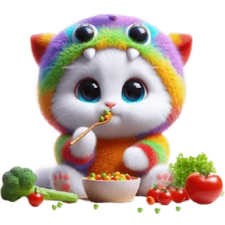 😋 bf99a471 子猫, かわいい, カワイイ, 虹, 食べ物, エンドウ豆, 野菜, 動物 telegram sticker