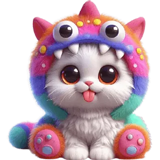 😛 ee57c932 猫, 子猫, モンスター, 可愛い, 動物, カラフル telegram sticker