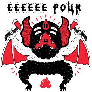 🤘 6098ee95 EEEEE POUK 蝙蝠, 怪物, 卡通, 血, 暴力, 幻想, 生物, 斧头 whatsapp sticker