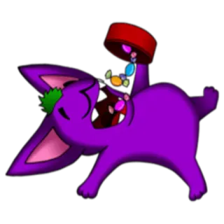 🍬 0a432c61 보라색, 만화, 괴물, 사탕, 먹는, 웃긴, 귀여운 telegram sticker