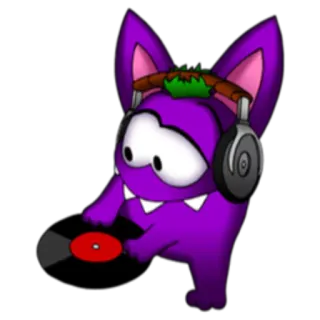 🎧 ab4ee3a5 보라색 괴물, DJ, 헤드폰, 음악, 만화, 괴물, 귀여운 telegram sticker