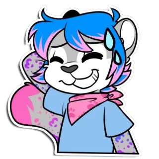 😅 044c2289 Фурри, Антропоморфный, Мультяшный, Потный, Милый, Иллюстрация, Животное whatsapp sticker