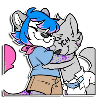 👐 24b88390 YCH Фурри, Антро, Объятие, Милый, Мультик, Антропоморфный, Животное whatsapp sticker