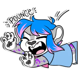 ❗ 367cb77e POUNCE! Фурри, Наброситься, Мультфильм, Животное, Милый, Выражение whatsapp sticker