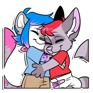 🤗 6f06e9e0 Фурри, Объятия, Мультфильм, Дружба, Милый, Животное whatsapp sticker