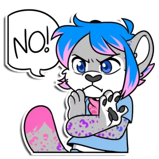 ❌ 765a0a9b NO! Фурри, Нет, Животное, Мультфильм, Стикер whatsapp sticker