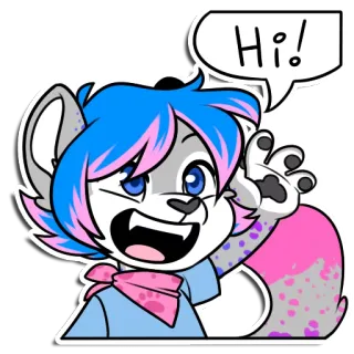 👋 7b2de872 Hi! Мультик, Фурри, Животное, Волк, Приветствие, Дружелюбный, Привет whatsapp sticker