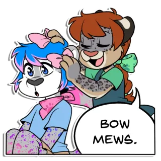 🎀 8af86820 BOW MEWS. Фурри, Мультики, Животные, Бант, Милый, Антропоморфный whatsapp sticker