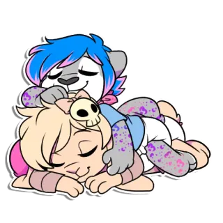 😴 941c1eac Фурри, Мультфильм, Спит, Милый, Животное, Иллюстрация, Наклейка whatsapp sticker