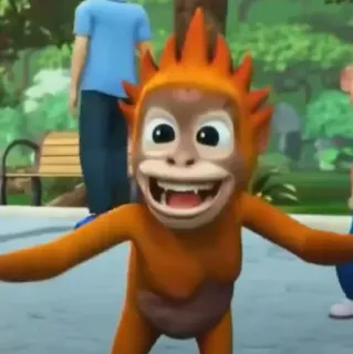 🐒 3946e28e Affe, Cartoon, Tier, Menschenaffe, Orange telegram sticker