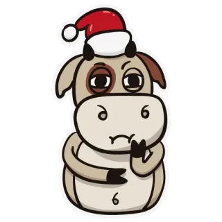 🤔 ed7e1e31 vache, noël, animal, dessin animé, fête, bonnet de père noël telegram sticker