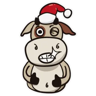 👍 f3a7a900 vache, animal, noël, dessin animé, mignon, pouce levé telegram sticker