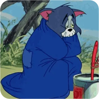 😴 656f275e Tom Cat Tom and Jerry kucing, kartun, sedih, biru, selimut whatsapp sticker