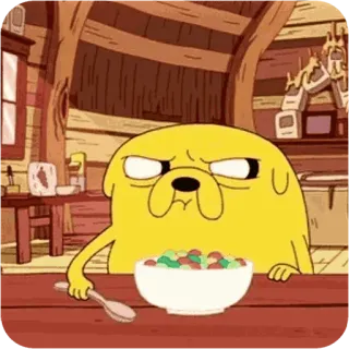 😴 94afcbdc Jake Adventure Time Kartun, Anjing, Sarapan, Sereal, Lucu, Adventure Time whatsapp sticker