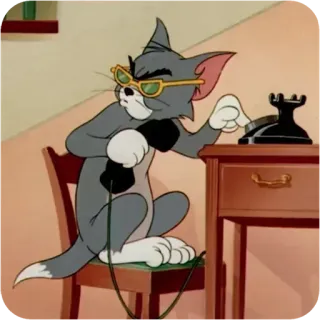 😴 e3b4df20 Tom Cat Tom and Jerry Tom and Jerry, kartun, kucing, telepon, kacamata, marah whatsapp sticker