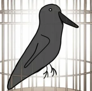 ⛲️ feaab3ee อีกา, นก, กรง, กักขัง, สัตว์, ภาพประกอบ telegram sticker