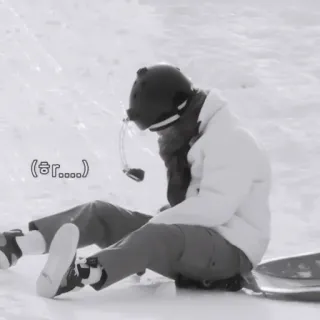 📦 57567814 허.... snowboard, hiver, accident, noir et blanc, ski, personne whatsapp sticker
