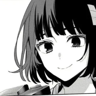 ❄️ 42c141e2 fille anime, noir et blanc, manga, sourire, personnage telegram sticker