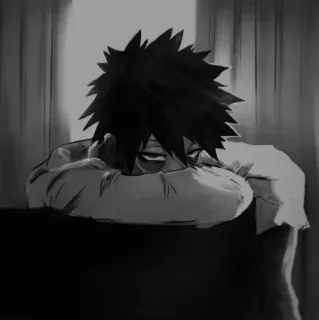 ❄️ 68e6384f Anime, Manga, Triste, Personnage, Noir et blanc telegram sticker