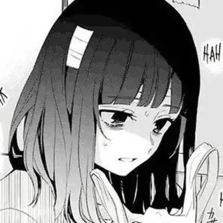 ❄️ 9b20bd7e HAH Anime, Manga, Fille, Monochrome, Émotionnel, Triste telegram sticker