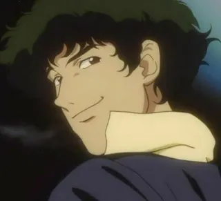 😁 83e5486a Spike Spiegel Cowboy Bebop Spike Spiegel, Cowboy Bebop, Anime, Grinsen, Porträt, Space Western telegram sticker