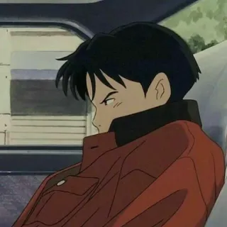 😒 86c9f382 Anime, Mann, Jacke, Auto, Sitz, Ernst telegram sticker