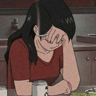 🥱 86ac7ca8 anime, gadis, sedih, lelah, melankolis, kartun whatsapp sticker
