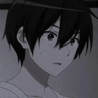 🥱 f94a96fb anime, anak laki-laki, sedih, khawatir, manga, rambut hitam whatsapp sticker