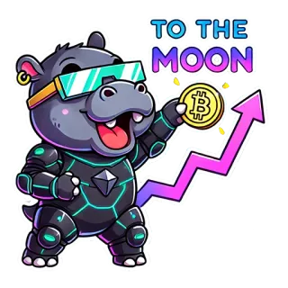 🚀 1c4aa4bf TO THE MOON hippo, moon, bitcoin, crypto, arrow, financial whatsapp sticker