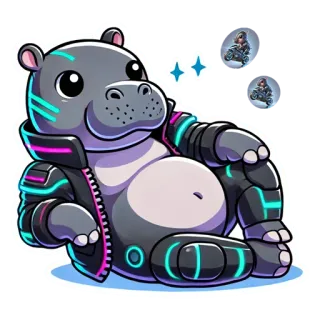 😙 9f7b427d hippo, animal, robot, future, tech, cartoon whatsapp sticker