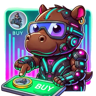 😏 f8b54151 BUY hippo, robot, neon, technology, crypto, motorcycle, buy, futuristic whatsapp sticker