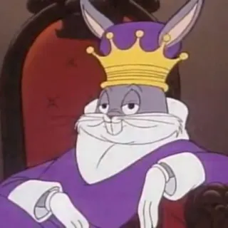 💜 189d3615 Bugs Bunny 卡通, 国王, 兔子, 皇冠, 搞笑, 兔八哥 telegram sticker