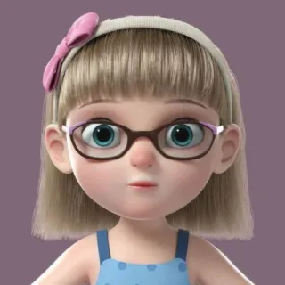 💜 194e957d 卡通, 女孩, 眼镜, 可爱, 角色, 动画 telegram sticker