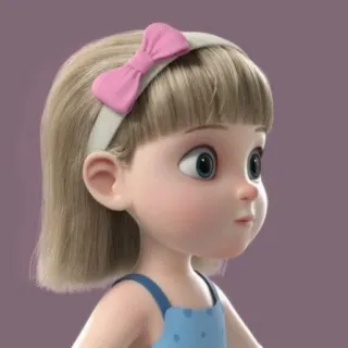 💜 3c1c3638 卡通, 女孩, 角色, 插画, 可爱, 蝴蝶结 telegram sticker