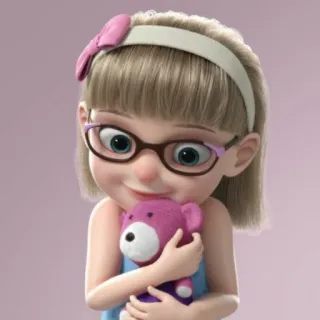 💜 52f758d6 卡通, 女孩, 泰迪熊, 儿童, 眼镜 telegram sticker