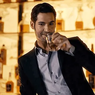 😶 f6664f13 Lucifer Morningstar Lucifer Люцифер, Люцифер Морнингстар, выпивка, алкоголь, сериал telegram sticker