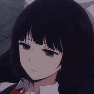 😞 3112089e Anime, Chica, pelo oscuro, triste, pensativa whatsapp sticker