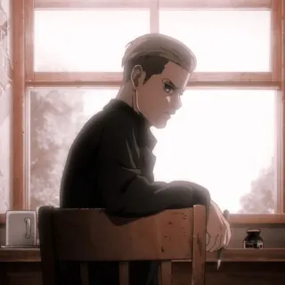 🙄 3670d4a2 Erwin Smith Attack on Titan Anime, Personaje, Erwin Smith, Ataque a los Titanes, Ventana, Pensando whatsapp sticker