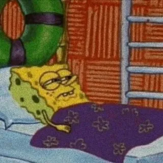 🧽 fd13b276 Spongebob 스폰지밥, 만화, 아픈, 밈, 웃긴, 침대 telegram sticker