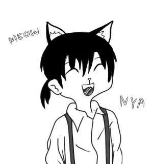 😸 0371fe8e MEOW NYA cat, anime, boy, animal, cartoon, meow, nya telegram sticker