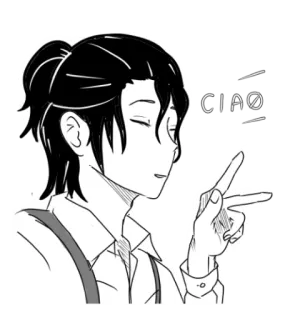 👍 b9c256b3 CIAO man, ciao, greeting, anime, cartoon telegram sticker