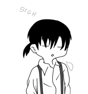 😮‍💨 ef96d1b3 SIGH sigh, anime, exhausted, manga, cartoon, black and white telegram sticker
