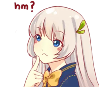 🤔 a8d75393 hm? อนิเมะ, การ์ตูน, ผู้หญิง, คิด, สงสัย, ความสงสัย, หืม telegram sticker