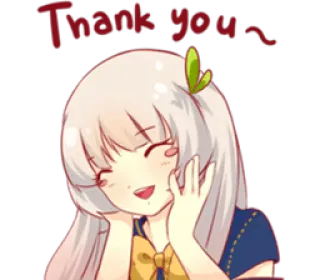 ☺️ f4794b06 Thank you~ อนิเมะ, ผู้หญิง, ขอบคุณ, น่ารัก, คาวาอิ, คำทักทาย telegram sticker