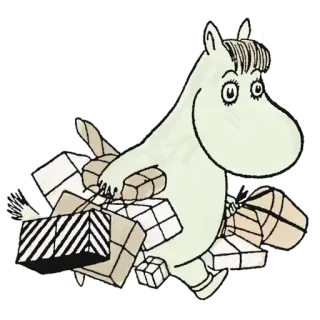 ✉️ 5bb736f6 Moomin การ์ตูน, มูมิน, พัสดุ, ของขวัญ, ตัวละคร, วันหยุด telegram sticker