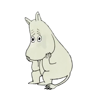 ✉️ d9ba25b9 Moomin มูมิน, การ์ตูน, ตัวละคร, เศร้า, นั่ง telegram sticker