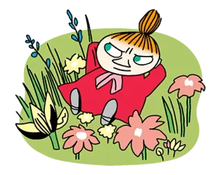 🌿 02b80f58 Little My Moomin cartoon, character, flower, grass, moomin, little my telegram sticker